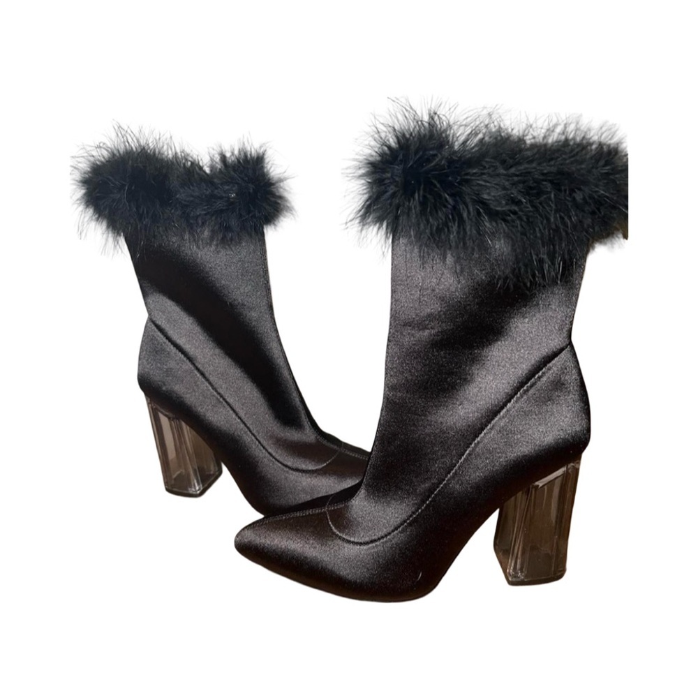 Sugar Thrillz "Luv Me or Hate Me" Black Satin Boots! Perfectly-Goth Glam
